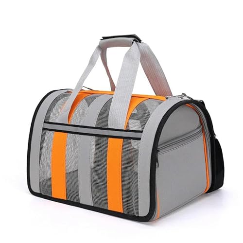 Haustiertasche, Katzen-Reisetasche, Haustier-Hundetasche, Outdoor-Reisen, tragbar, faltbar, für kleine und mittelgroße Hunde, Netzkäfig, Orange, 34–24–24 cm von SMMZRF