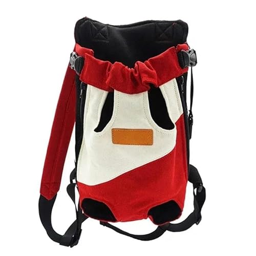 Haustiertasche Haustierrucksack Katze Denim Rucksack Hunderucksack Baumwolle Canvas Rucksack Katzenrucksack Rot L 4-5 kg von SMMZRF