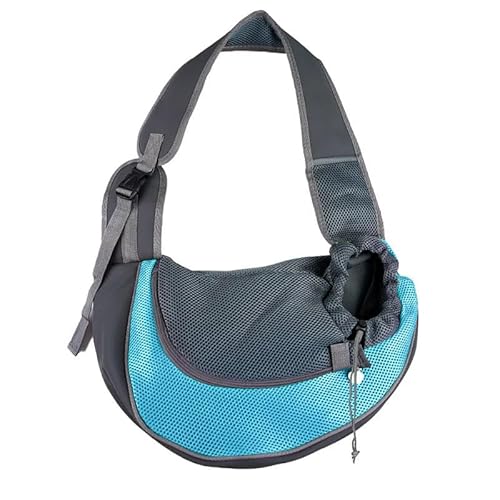 Haustiertasche für Haustiere, Katzen, Hunde, Rucksack, Reisehandtasche, Schultertasche, Netzschlinge, Crossbody-Tasche, Blau, L von SMMZRF