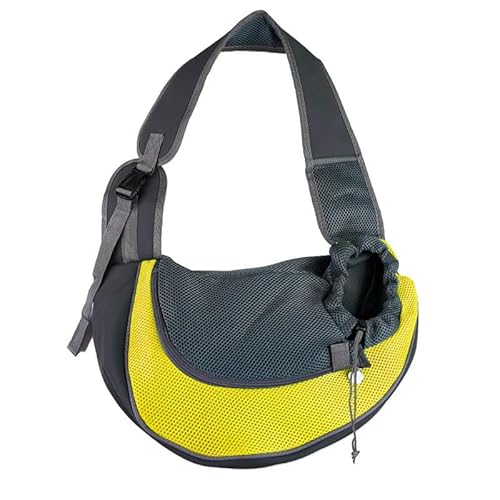 Haustiertasche für Haustiere, Katzen, Hunde, Rucksack, Reisehandtasche, Schultertasche, Netzschlinge, Crossbody-Tasche, Gelb, Größe S von SMMZRF