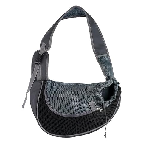 Haustiertasche für Haustiere, Katzen, Hunde, Rucksack, Reisehandtasche, Schultertasche, Netzschlinge, Crossbody-Tasche, Schwarz, Größe S von SMMZRF