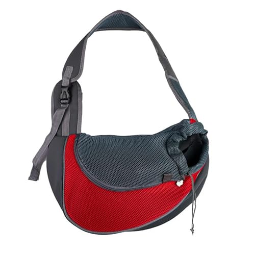 Haustiertasche für Haustiere, Katzen, Hunde, Rucksack, Reisehandtasche, Schultertasche, Netzschlinge, Umhängetasche, Rot, Größe L von SMMZRF