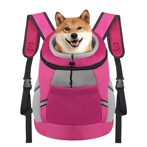 Hundetragetasche Rucksack Haustier Welpen Tragetasche Frontpack Hundetasche Atmungsaktives Kopf-Out-Design mit reflektierendem sicherem Hunde-Rucksack für kleine mittelgroße Hunde Katzen Kaninchen von SMONT