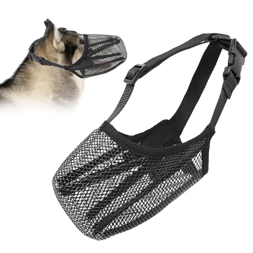 Hund Maulkorb, Maulkorb Für Hunde Weiche Verstellbare Mesh Maulkorb Mittlere Große Hunde, Giftköderschutz Hund Atmungsaktive Maulkörbe Für Hunde Maulkorb mit Abgerundetem Mesh (L, Schwarz) von SMTelegance