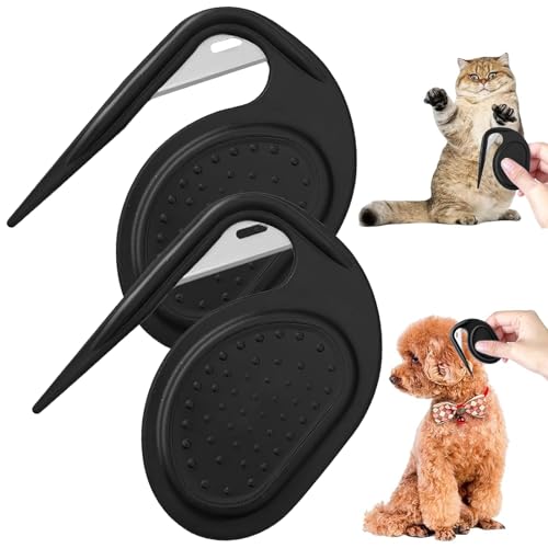 SMTelegance 2PCS Entfilzungsmesser Katze Multifunktions Pflegemesser Für Langhaarige Haustiere Grooming Knife Spaltfell-Knotkamm Zum Entfernen Und Verknoten Der Unterwolle Bei Hunden (Schwarz) von SMTelegance