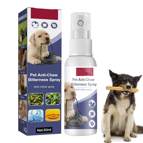 Anti Knabber Spray Hunde, Anti Kau Spray für Hunde Stopp-Kauspray für Hunde Anti-Kau-Spray für Hunde und Katzen Effektives Anti-Kau-Spray für Möbel Kleidung und Schuhe 50 ml von SMTelegance