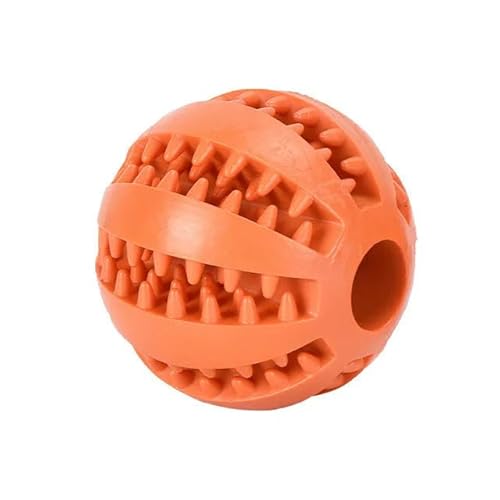 SMYTJSYC Hundespielzeug für Hunde, Kauspielzeug, Zahnreinigung, Leckerli-Ball, extra robust, interaktiver Elastikball für Haustiere, Orange von SMYTJSYC