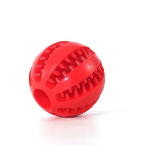 SMYTJSYC Hundespielzeug für Hunde, Kauspielzeug, Zahnreinigung, Leckerli-Ball, extra robust, interaktiver Elastikball für Haustiere, Rot von SMYTJSYC