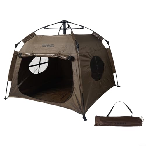 SMZhomeone Strapazierfähiges 200D Oxford-Gewebe leichtes Haustier-Zelt Outdoor Zuhause vollautomatisches Klappzelt für Katzen und Hunde, tragbares Camping Tragbare große Pop-Up-Haustier Zelt(Brown) von SMZhomeone