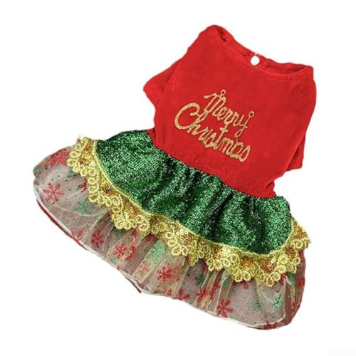 SMZhomeone Weihnachtliches Hundekleid, Haustierkleid, entzückendes Weihnachtskostüm für Haustiere, gemütliches Kleid für pelzige Freunde während der Feiertage (L) von SMZhomeone