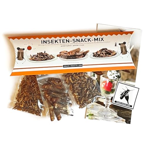 Insekten Snack Mix von 'SNACK insects' - geröstete & gewürzte Grillen, Heuschecken & Mehlwürmer - 25g würzige Insekten zum Snacken und Kochen, Party Snack, Edible Insect Mix, Roasted Insects von SNACK insects