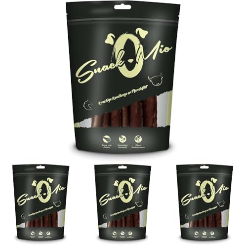 SnackOMio – Premium Hundesnack – knackige Kaustange an Pferdefilet, getreidefrei, 4er Pack (1 x 70g) von SNACKOMIO