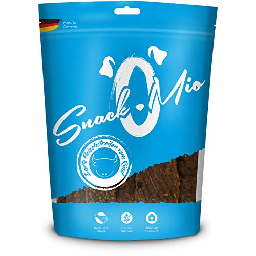 SnackOMio – Premium Hundesnack – zarte Fleischstreifen vom Rind, getreidefrei, 1er Pack (1 x 125g) von SNACKOMIO
