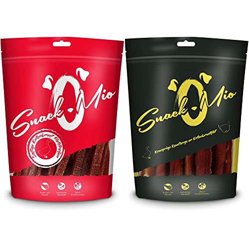 SnackOMio saftige Entenbrust Filetstreifen Premium Kausnack für Hunde, 500 g, 1er Pack (1 x 0.5 kg) & Knusprige Kaustange an Entenbrustfilet Premium Kausnack für Hunde, 200 g, 1er Pack (1 x 0.2 kg) von SNACKOMIO