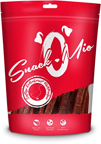 SnackOMio – Premium Hundesnack – saftige Entenbrust Filetstreifen, getreidefrei, 1er Pack (1 x 500g) von SNACKOMIO