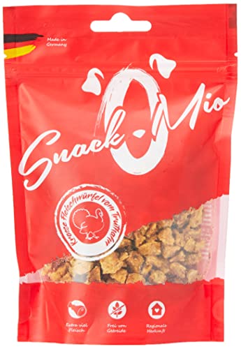 SnackOMio – Premium Hundesnack – saftige Fleischwürfel vom Truthahn, getreidefrei, 1er Pack (1 x 125g) von SNACKOMIO