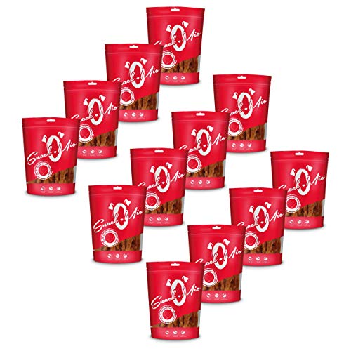 SnackOMio zarte Hühnerbrust Filetstreifen Premium Kausnack für Hunde, 12x70 g, 1er Pack (1 x 0.84 kilograms) von SNACKOMIO