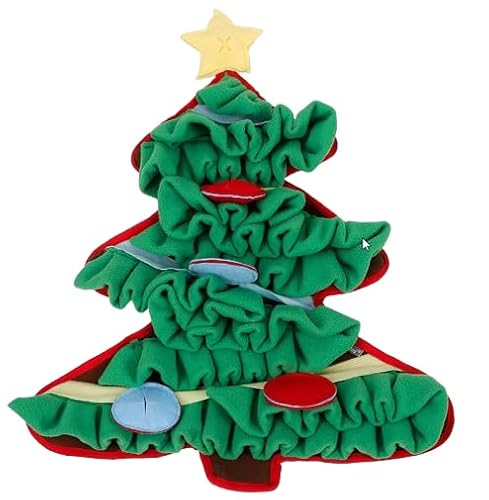 SNIFF-N-SQUEAK TOYS Weihnachtsbaum Schnüffelmatte - Interaktives Feiertagsbereicherungsspielzeug für Hunde (Grüner Baum) von SNIFF-N-SQUEAK TOYS