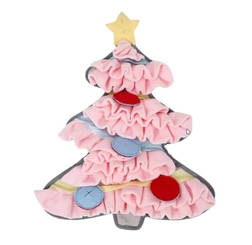 SNIFF-N-SQUEAK TOYS Weihnachtsbaum Schnüffelmatte - Interaktives Feiertagsbereicherungsspielzeug für Hunde (Rosa Baum) von SNIFF-N-SQUEAK TOYS