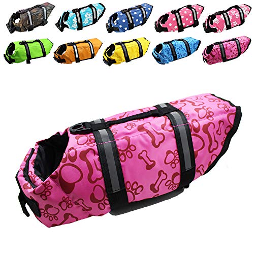 Hundeschwimmweste Easy-Fit Verstellbarer Gürtel Pet Saver Schwimmen Sicherheit Badeanzug Preserver mit reflektierenden Streifen für Hunde (XXS, Rosa) von SNIK-S