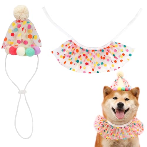 SNOMEL Haustier Hund Geburtstag Hut Bandana Set Hund Geburtstag Outfit Niedliche Spitze Prinzessin Welpe Kätzchen Haustier Schal Katze Kostüme für Geburtstagsfeier (S) von SNOMEL