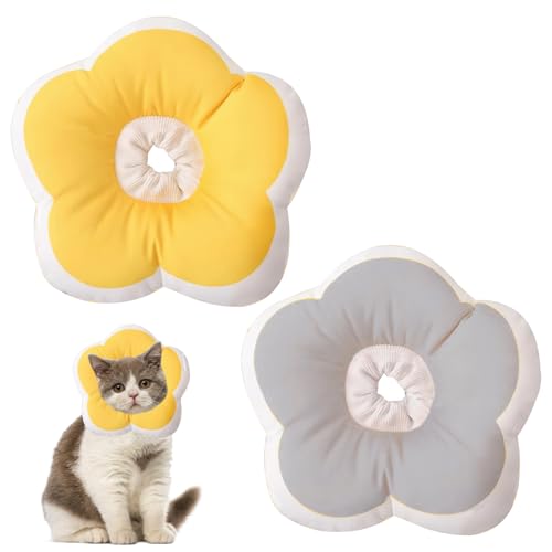 2 Stück Halskrause Katze Katzenkragen Katzen Halskrause Einstellbarer Katzenkragen Sonnenblume Halskrausen Katzenkragen Leckschutz Weich für Kleine Hunde und Katzen von SNONESIY