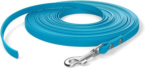 5m Schleppleine, Hundeleine, 1 Karabiner, Cyan-blau, extra schmal, schmutz- und wasserabweisend von SNOOT