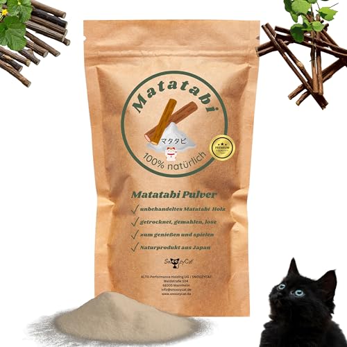 SNOOZYCAT® Matatabi Pulver für Katzenkissen zum nachfüllen, 30 Gramm, natürlicher Duft, aus naturbelassenem Matatabi Holz gemahlen von SNOOZYCAT