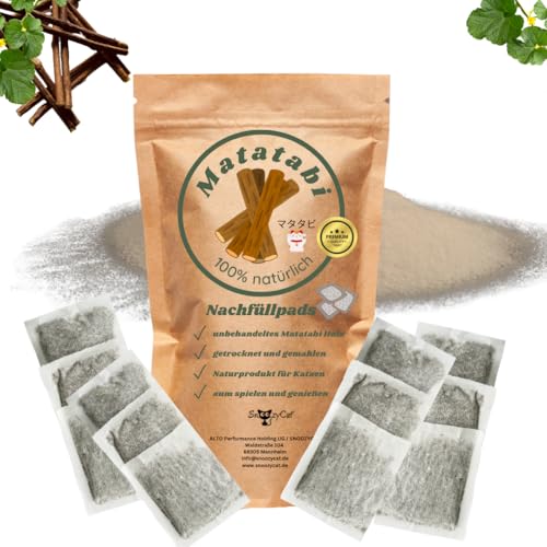 SNOOZYCAT® Matatabi Silvervine 10 Stück Nachfüllpads für Katzenkissen zum nachfüllen, handgemacht, naturbelassenem Matatabi Holz aus Japan von SNOOZYCAT