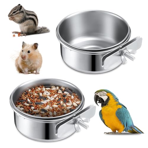 Vogelkäfig-Futterstation, Wassernapf für Hamster, Meerschweinchen, Futternapf, Vogelfutterbecher, Haustiernäpfe mit Bolzenhalter für Vögel, Hamster, kleine Haustierkäfige, 2 Stück von SNSYGN