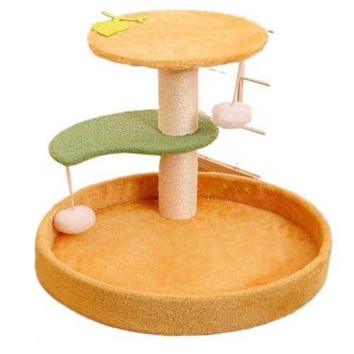 Kratzbaum FüR Katzen Katzenklettergerüst, Integriertes Katzennest, Verschleißfestes Katzenkratzbrett, Sprungplattform, Katzenplüschspielzeug Kratzbaum Katze (Color : Yellow, Size : A) von SNUFF