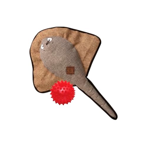 SnugArooz Sally The Stingray Plüsch-Hundespielzeug mit Reparaturflicken, Quietsch- und Knistermaterial mit stacheligem Gummiball, ideal zum Apportieren und Spielen von SNUG AROOZ