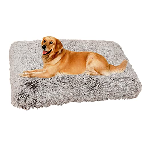 SOAI Flauschige Hundebett, Langer Plüsch Hundekissen,Hundematte,Weiche Polsterung,Hundekorb für Mittelgroße Hunde und Katzen(109x72cm) von SOAI