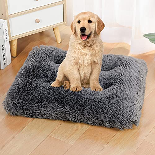 SOAI Rutschhemmendes Hundebetten, Langer Plüsch Hundebett, Bequem PP-Baumwolle-Orthopädische Hundebett, Waschbar Hundebetten mit Abnehmbarem Bezug, 110×80cm von SOAI