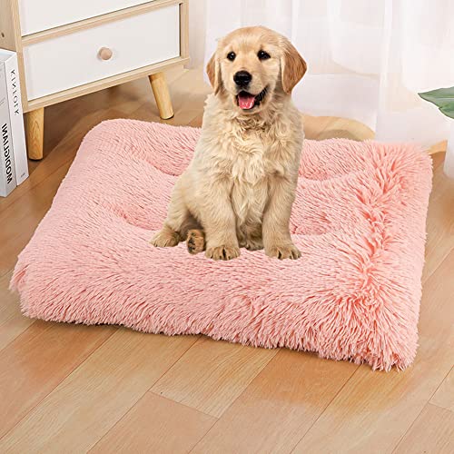 SOAI Rutschhemmendes Hundebetten, Langer Plüsch Hundebett, Bequem PP-Baumwolle-Orthopädische Hundebett, Waschbar Hundebetten mit Abnehmbarem Bezug, 120×90cm von SOAI