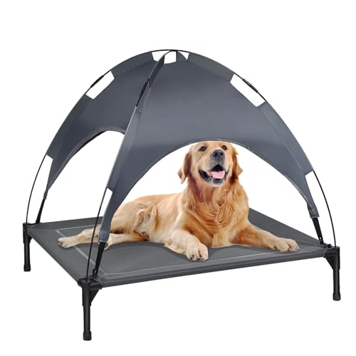 SOARS Hundeliege, Hundebett mit Baldachin abnehmbar, erhöhtes Hundesofa, Haustierbett, Katzenliege, Katzenbett für Indoor & Outdoor (105 x 86 x 87 cm) von SOARS