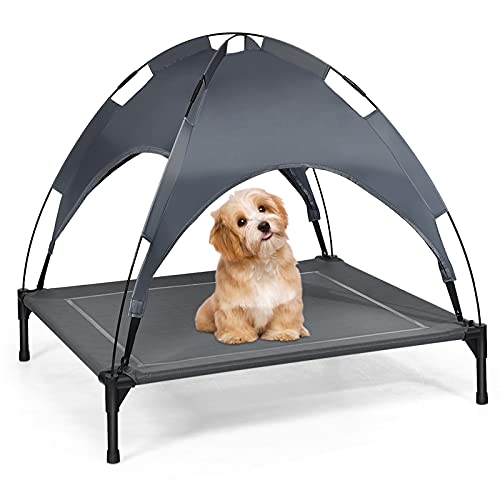 SOARS Hundeliege, Hundebett mit Baldachin abnehmbar, erhöhtes Hundesofa, Haustierbett, Katzenliege, Katzenbett für Indoor & Outdoor (90 x 81 x 86cm) von SOARS