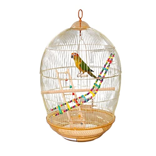 SOBOLON Bird Supplies Oval Vogelträger Galvanik Prozess Papagei Vogelkäfig für Familie Großer tragbarer Vogelkäfig und Vogelspielzeug Xuanfeng Kanarienvogel Liebe Vogel Vogelspielplatz von SOBOLON