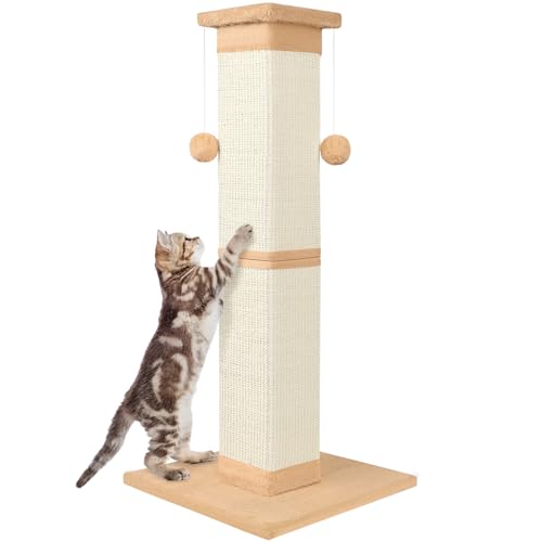 Katzenkratzbaum 33 Zoll Natur Sisal Katzenkratzbaum für Indoor Katzen, Großer Katzenkratzer Schützen Sie Ihre Möbel Orange von SOCATER