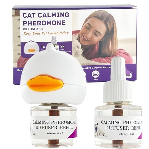 SOCATER Cat Pheromones Beruhigender Diffusor, 2 Packungen, Pheromon-Nachfüllpackungen für Katzen, lindern effektiv Angstzustände, Stress und reduzieren Aggression, 48 ml Nachfüllpackung, beruhigender von SOCATER