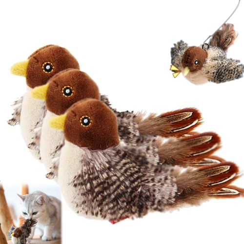 SOCLING flappychase Bird,flappychase,Flapping Chirping Sparrow,flatternder Vogel katzenspielzeug,Dancing Sparrow katzenspielzeug,Hummingbird Cat Toy,Cat Toy Bird Fluttering,Simulated Chirping Bird von SOCLING