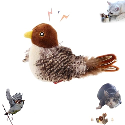 SOCLING Flappychase Vogel, Flappychase, Flatternder Vogel Katzenspielzeug, Dancing Sparrow Katzenspielzeug, Hummingbird Cat Toy, Cat Toy Bird Fluttering, Simulated Chirping Bird von SOCLING