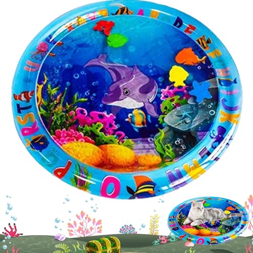 katzen kühlmatte mit wasser,Summer Cat Water Mat,Tummy Time Water Mat,Baby Water Mat,Water Mat,Sensory Water Mat,Sensory Water Mat for Cats,Sensor Water Playmat,Thickened Water Sensor Play Mat Cats von SOCLING