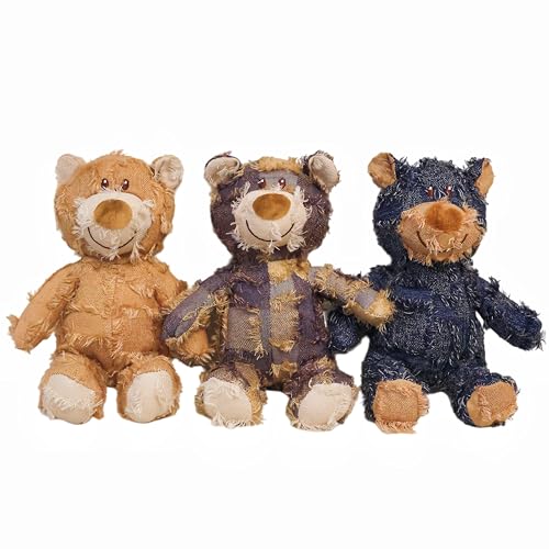 Hunde-Plüschbär, wandernd, Teddybär, Spielzeug, weiche natürliche Baumwolle, mit zusätzlicher wasserdichter Schicht, Quietschspielzeug (3-teiliges Set) (klein) von SOCOWVAKA