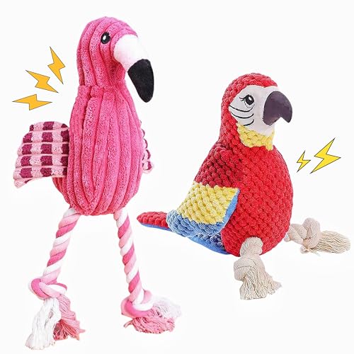 SOCOWVAKA Bird Animal Series Plüsch-Kauspielzeug, quietschendes Hundespielzeug, Hundespielzeug für aggressive Kauer, Welpen, Zahnspielzeug, Hundespielzeug für kleine Hunde und mittelgroße Hunde, 2 von SOCOWVAKA