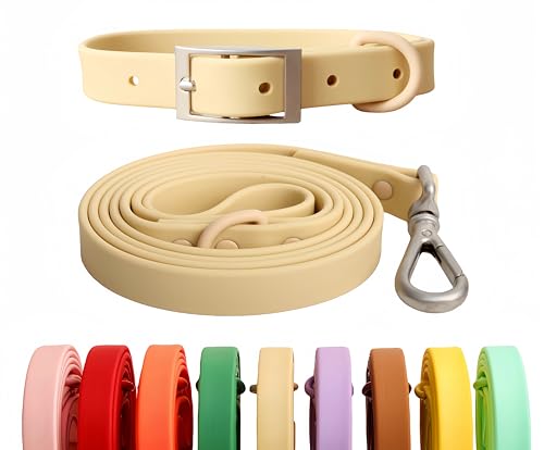 SOCOWVAKA Hundehalsband-Leinen-Set, verstellbar, stark, schmutzabweisend, desodorierend, wasserdicht, leicht zu reinigen, weiche Haustierhalsbänder, Leinen für große, mittelgroße und kleine Hunde, von SOCOWVAKA