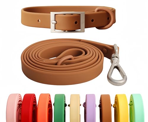 SOCOWVAKA Hundehalsband-Leinen-Set, verstellbar, stark, schmutzabweisend, desodorierend, wasserdicht, leicht zu reinigen, weiche Haustierhalsbänder, Leinen für große, mittelgroße und kleine Hunde von SOCOWVAKA