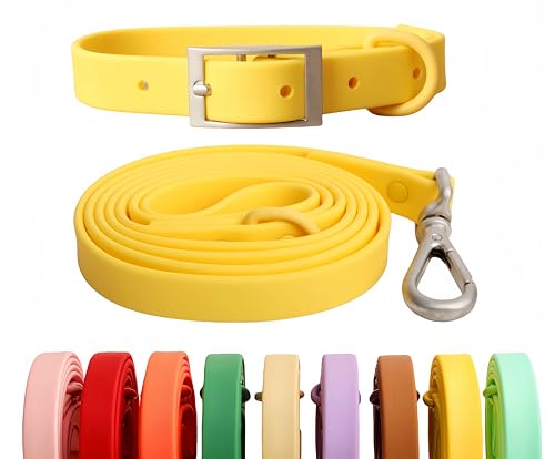 SOCOWVAKA Hundehalsband-Leinen-Set, verstellbar, stark, schmutzabweisend, desodorierend, wasserdicht, leicht zu reinigen, weiche Haustierhalsbänder, Leinen für große, mittelgroße und kleine Hunde von SOCOWVAKA