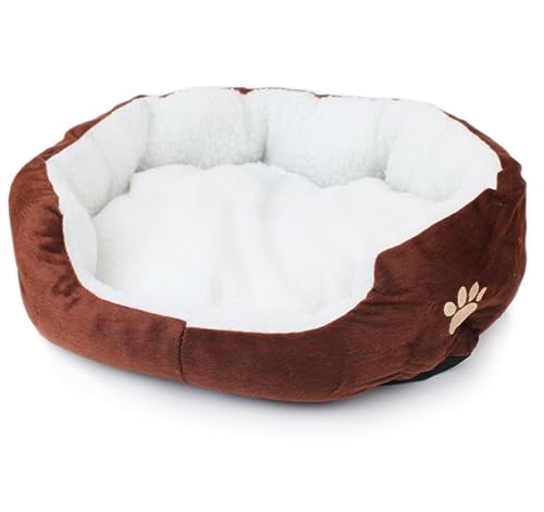 Hundekorb Hundebett Katzenbett Hundesofa Haustierbett Haustiere Rosa Katze Hund Runder Winter Warmer Schlafsack Bett Kissenmatte Langes, Flauschiges Plüschweiches Haustierbett Hundekörbchen Haustierbe von SOCUY