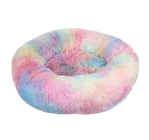 Hundekorb Hundebett Katzenbett Hundesofa Hundebettwäsche Donut Haustierbett Hund Katze Rundes Warmes Kuschelkissen Weiches Welpensofa Katzenkissen Hundekörbchen Haustierbett (Color : A, Size : Diame von SOCUY